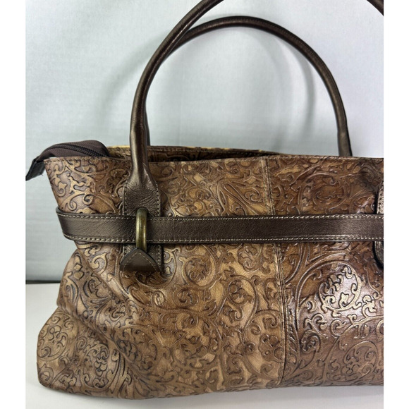 Roberta Gandolfi Genuine Leather Handbag Bronze Embossed Shoulder Made in Italy - Picture 13 of 16